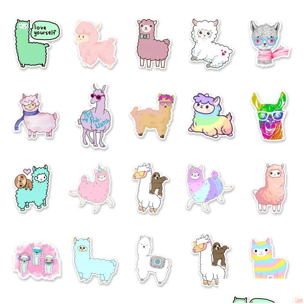  sexy 50pcs cute animals alpaca graffiti stickers laptop fridge luggage bicycle skateboard computer waterproof decal stickers kids