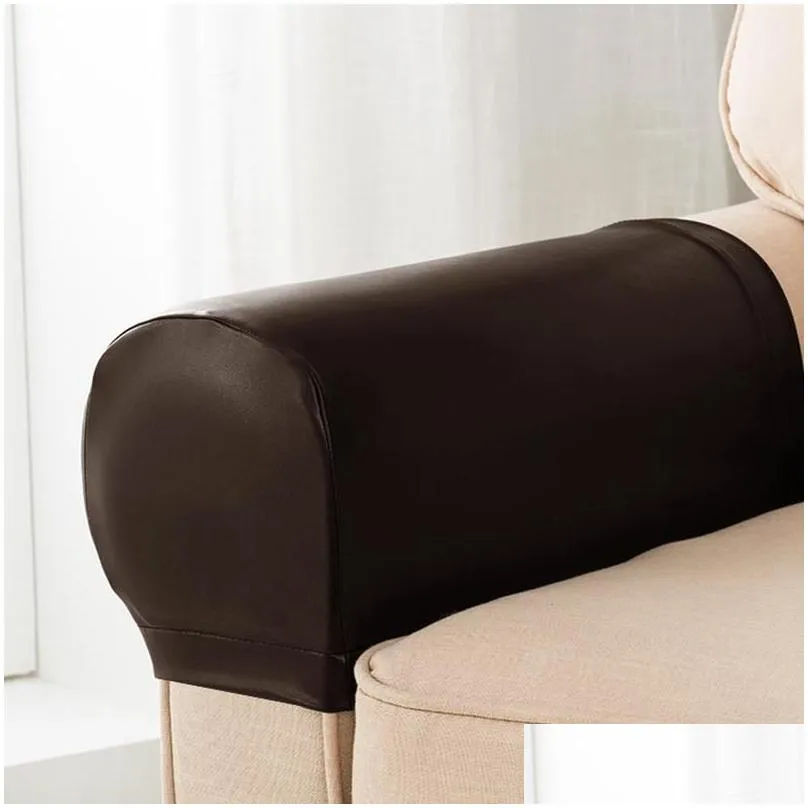 1 pair sofa armrest covers pu leather/ polyester couch chair arm rest protector stretchy covers1