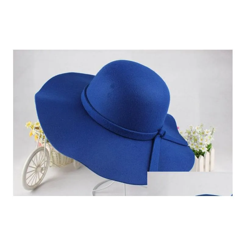 woolen felt hat for women large brim fedora 6pcs/lot 