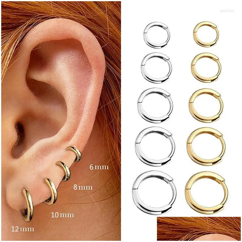 Hoop Earrings Minimal Glossy Gold Color Tiny Cartilage Piercing Accessory Trendy Small Huggie Female Hoops For Men