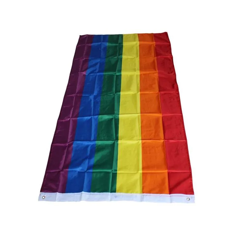Rainbow Flag Banner 3x5FT 90x150cm Gay Pride Flag Polyester Banner Colorful Rainbow LGBT Flag Lesbian Parade Flags Decoration VT0517