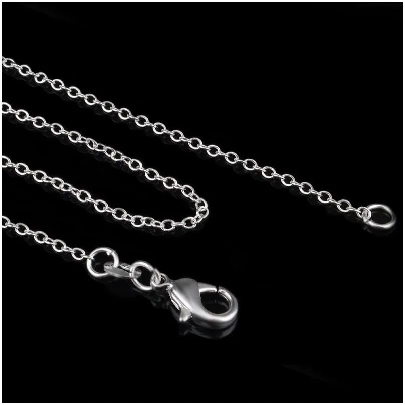 1mm 925 Sterling Silver Chains Jewelry DIY Fashion Women Gifts Rolo Link Chain Necklaces with Lobster Clasps 925 Stamp 16 18 24-30