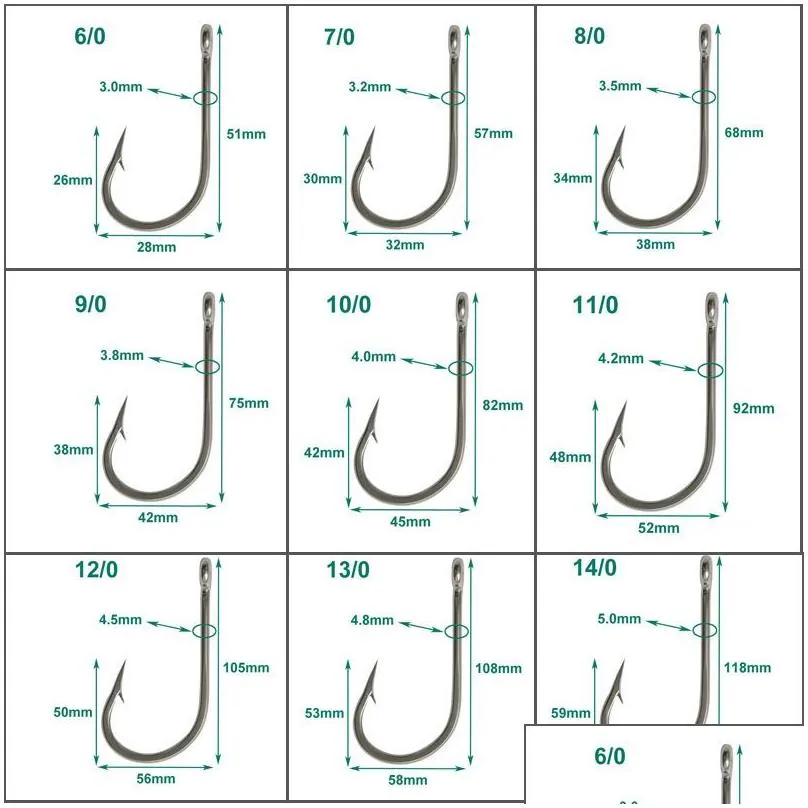 50pcs Fishing Hooks Saltwater Large  Shark and Alligator Hooks Extra Strong 420 Stainless Steel Fishing Hook7133505