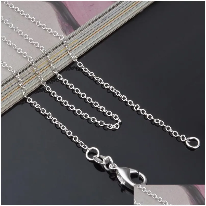 1mm 925 Sterling Silver Chains Jewelry DIY Fashion Women Gifts Rolo Link Chain Necklaces with Lobster Clasps 925 Stamp 16 18 24-30