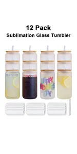 12 Pack Sublimation Glass Tumbler