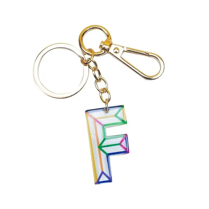 Acrylic Letter Initial Keychains Rings Fashion Car Keyrings Holder Key Chains Accessories Personalized A Z 26 Alphabets Bag Charms