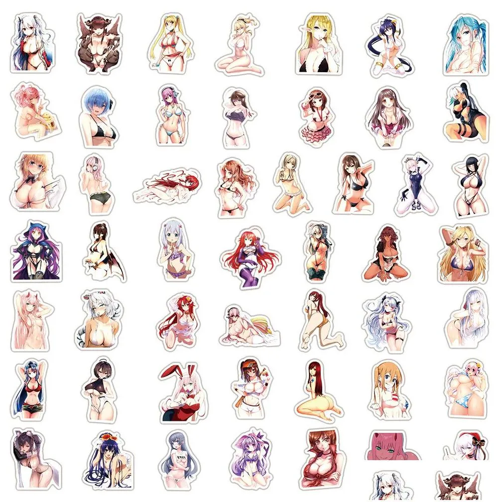 50Pcs Hentai Sexy Anime Stickers Kawaii Hot Lady Loli Vinyl Sticker Waterproof Aesthetic Decals for Teens Boys Adults