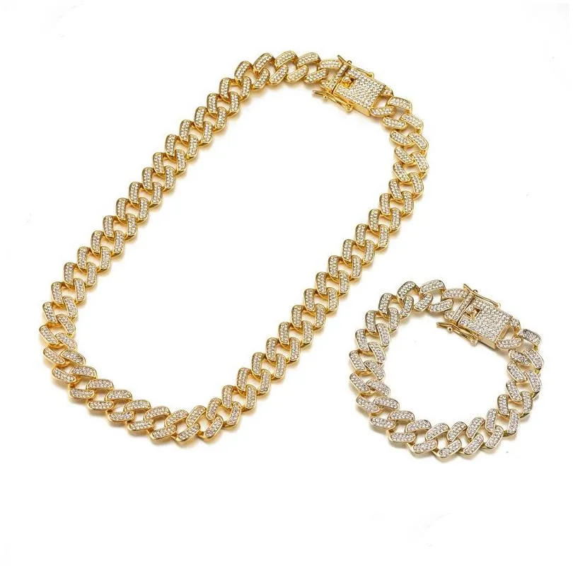 Luxury  Cuban Chains Necklaces for Men 15mm Chunky Silver Gold Link Chain Fashion Rhinestone Hip Hop Rapper Necklace Bling Women Hiphop Iced Out Jewelry