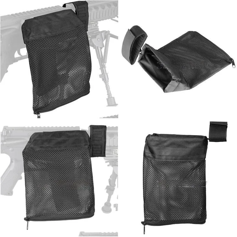 ar-15 ammo brass shell catcher mesh trap zippered closure for quick unload nylon mesh black free shipping