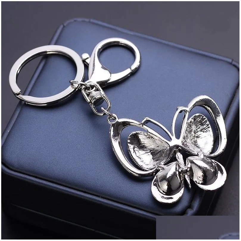 Luxury Butterfly Keychains Crystal Rhinestone Bag Charms Animal Pendant Keyrings Holder Accessories Fashion Women Car Key Chains Rings