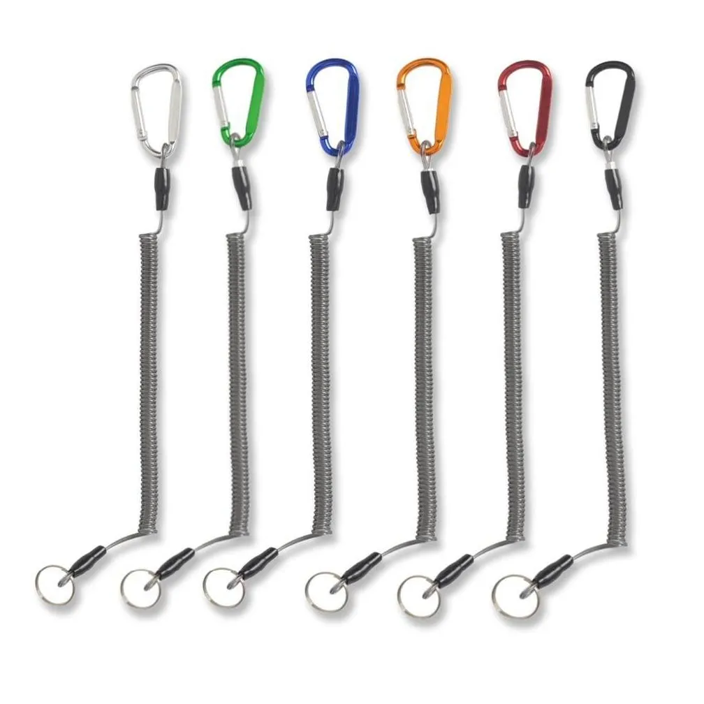 Carabiner Anti-Lost Rope Keychain Sub-Plier Control Fish Hang Buckle Rope Key Ring 6 Color Strong Pull Lanyard Fashion Keyring Chain