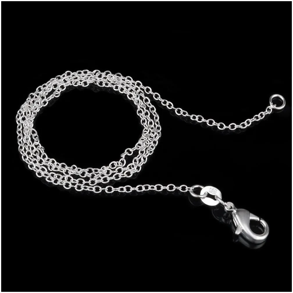 1mm 925 Sterling Silver Chains Jewelry DIY Fashion Women Gifts Rolo Link Chain Necklaces with Lobster Clasps 925 Stamp 16 18 24-30