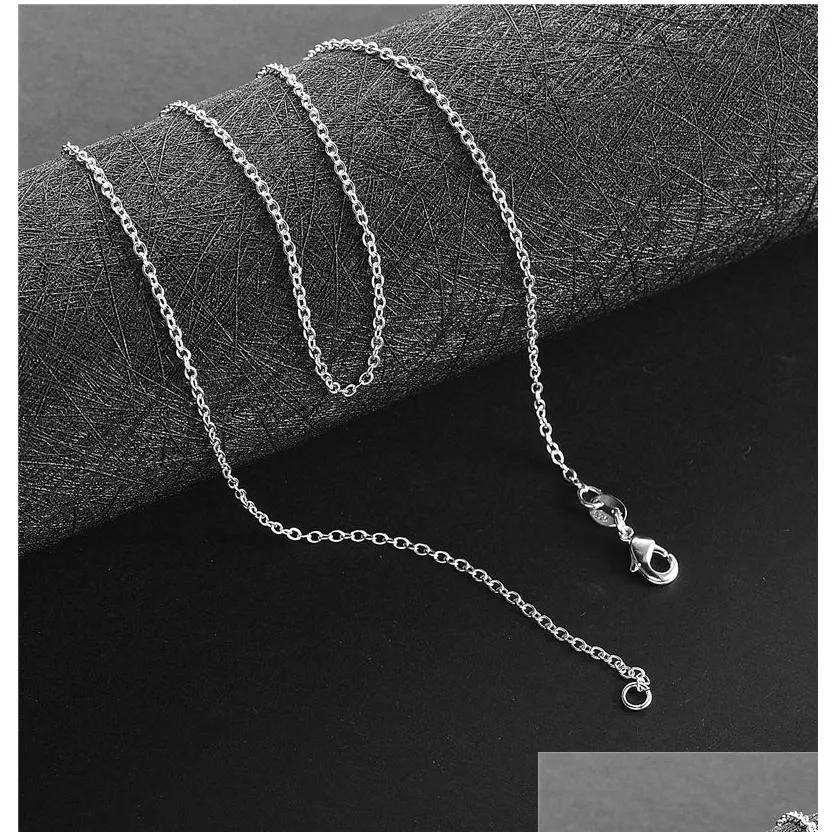 1mm 925 Sterling Silver Link Chains Necklaces for Women Pendant Lobster Clasps Rolo Chain Fashion DIY Jewelry Accessories 16 18 20 22