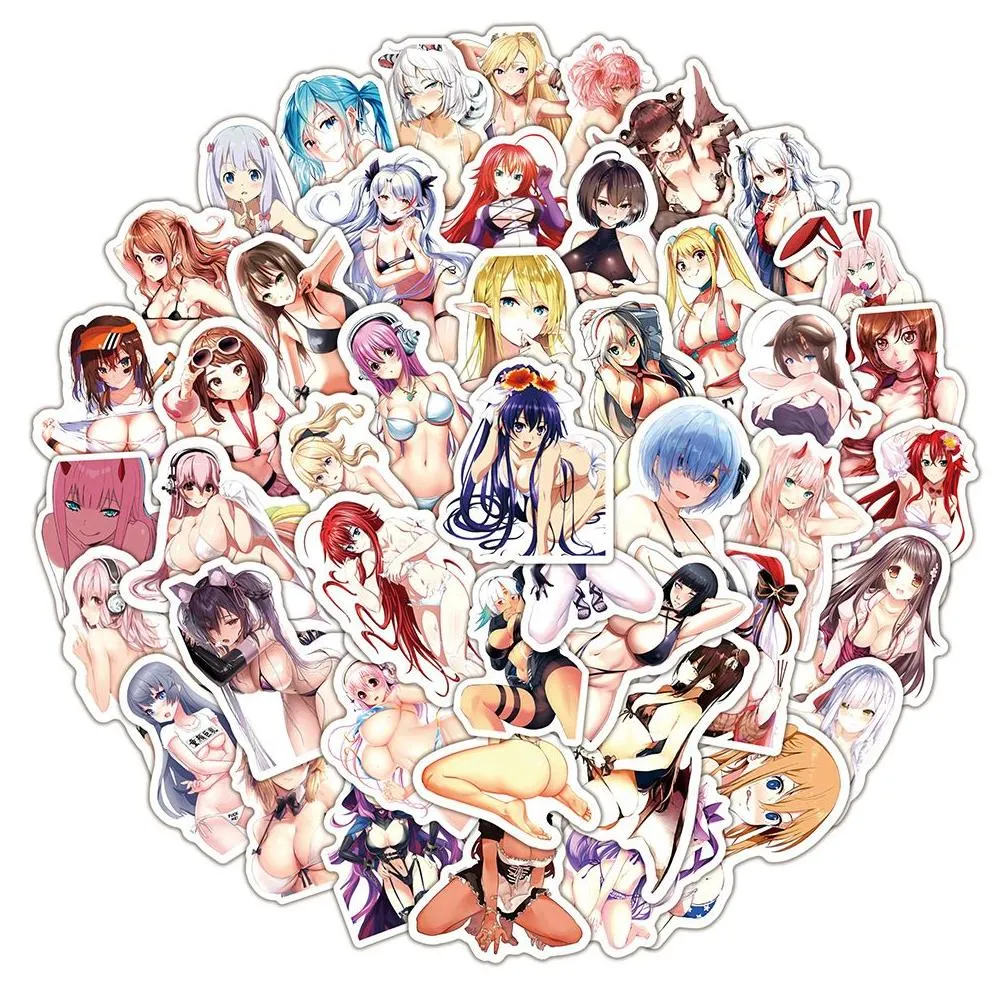 50Pcs Hentai Sexy Anime Stickers Kawaii Hot Lady Loli Vinyl Sticker Waterproof Aesthetic Decals for Teens Boys Adults