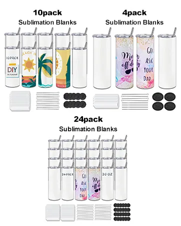 Kocdam 4 Pack 20oz sublimation blanks sublimation tumblers