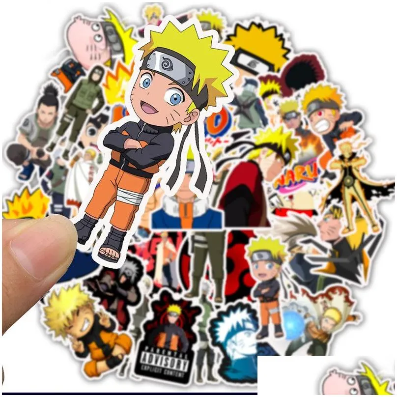 50 pcs Pack Mixed Anime Car Stickers For Laptop Skateboard Pad Bicycle Motorcycle PS4 Phone Luggage Decal Pvc guitar refrigerator