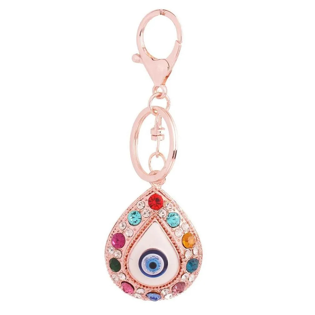 4pcs/Lot Turkey Blue Eye Key Chain For Women Handbag Decoration Keychain For Woman Girls Rhinestone Key Ring Jewelry Accessories