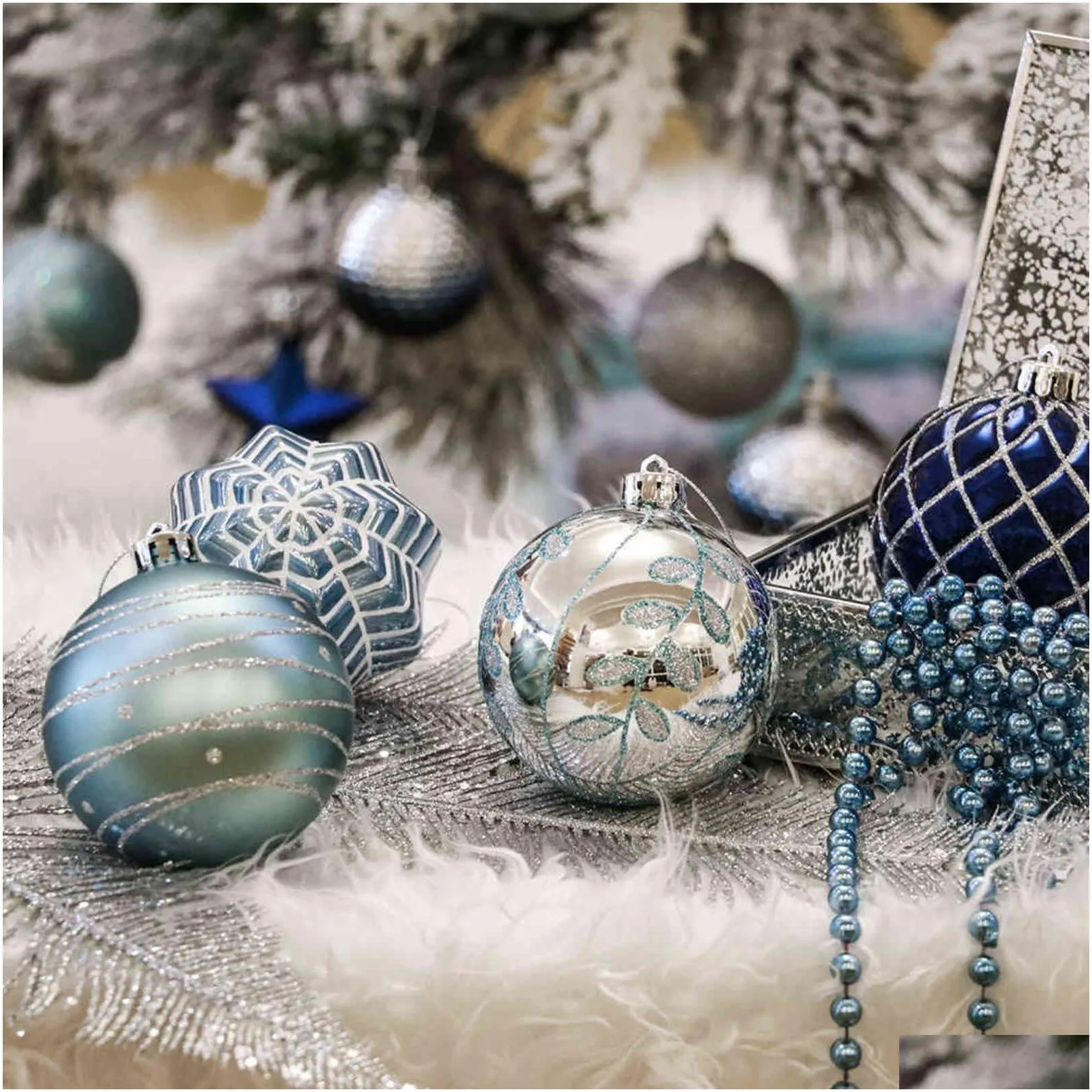 valery madelyn 16pcs 8cm christmas ball ornament red white christmas tree hanging bauble decorations pendant for home year 211109