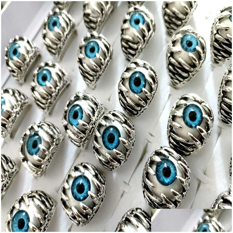 wholesale lots 30 blue eye claw silver charming jewelry rings