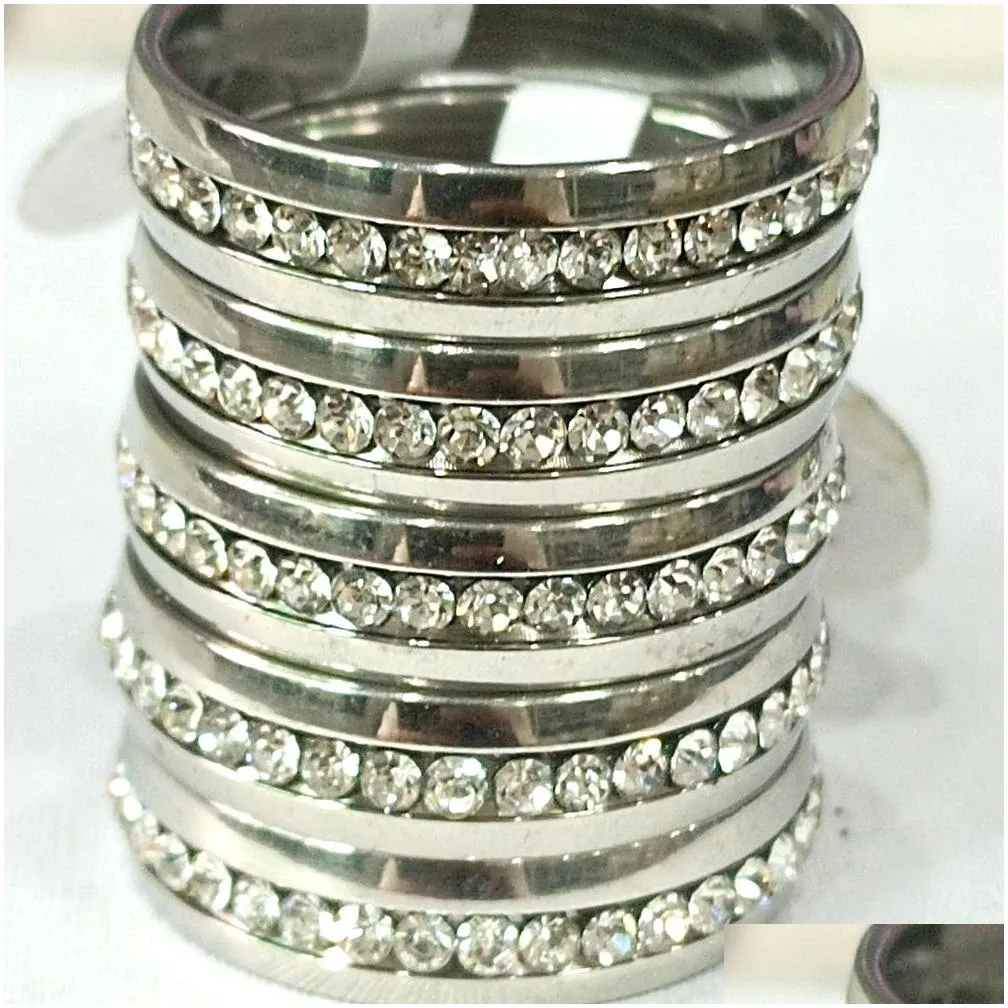 250 silver comfort fit rhinestone zircon stainless steel wedding rings