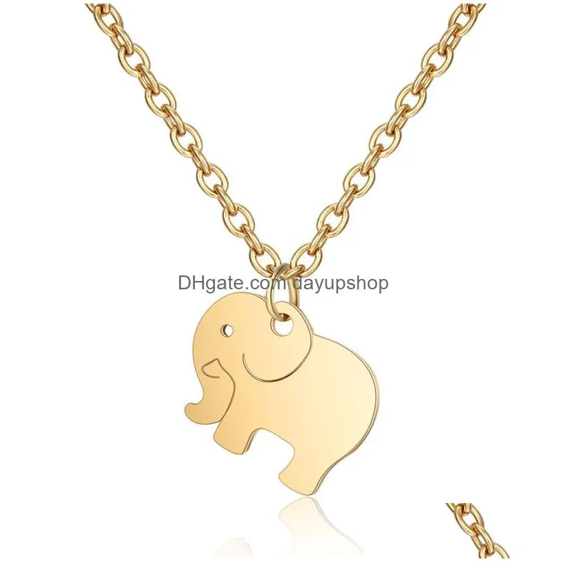 wholesale stainless steel necklace 2 models cute elephant pendent necklaces for women girls child gifts fashion animal jewelry new