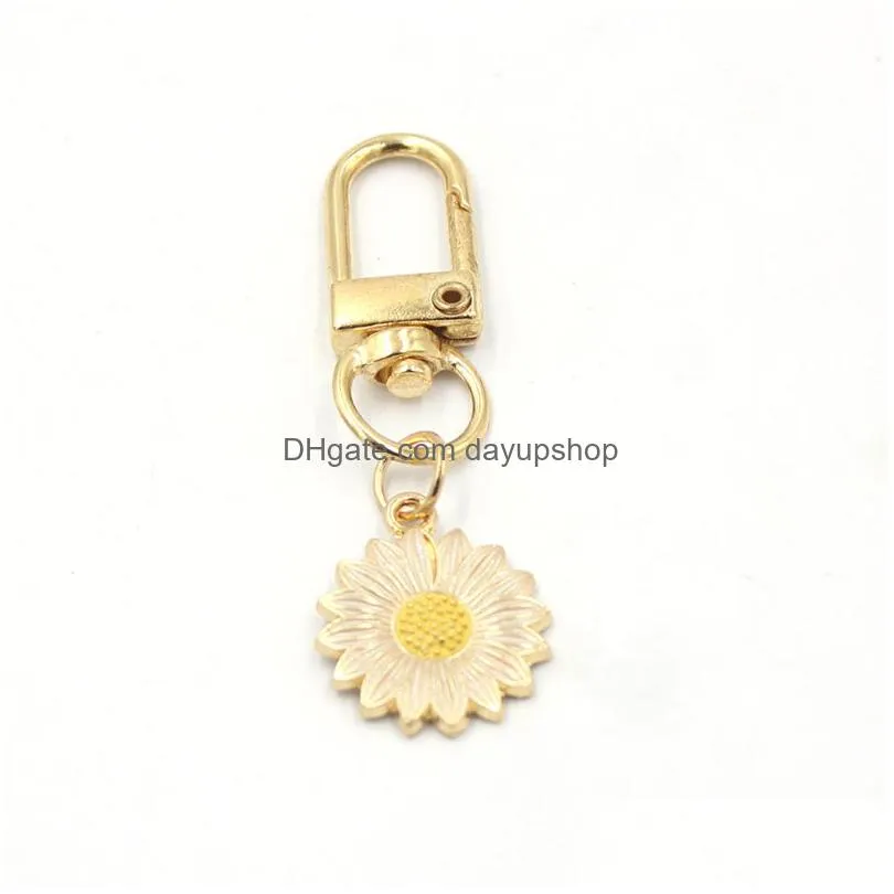 wholesale women girls sun flower pendant keychain fashion key rings zipper pull charm planner charms accessories hangbag hanging pendants