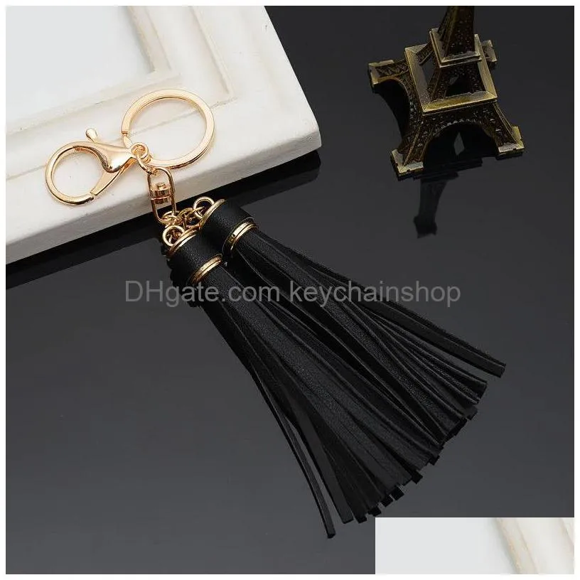 women tassels key chain 2021 fashion 18cm artificial leather car key ring charm bag keychain gifts for woman