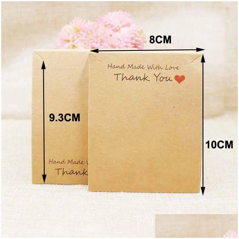 10*8cm handmade with love packing card necklace display card print thank you paper 100pcs +100 plastic bag