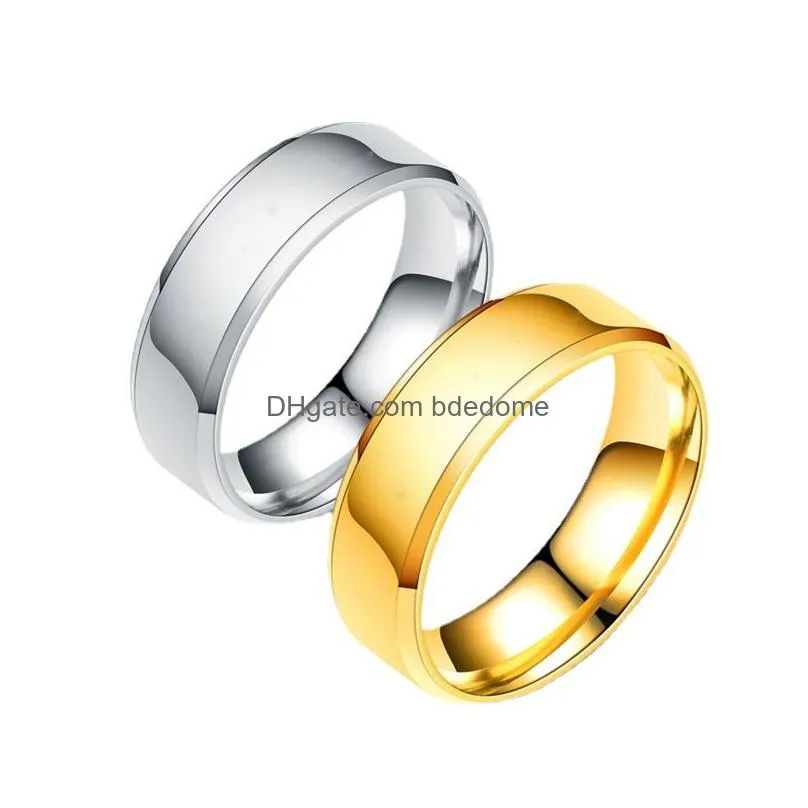 6mm stainless steel smooth plate ring men`s european and american simple manufacturers titanium jewelry customized pattern name rings