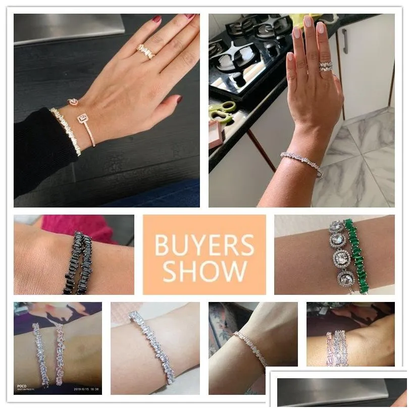 fashion t cubic zirconia cuff bangles for women trendy baguette men open bracelet bangle geometry girl party jewelry