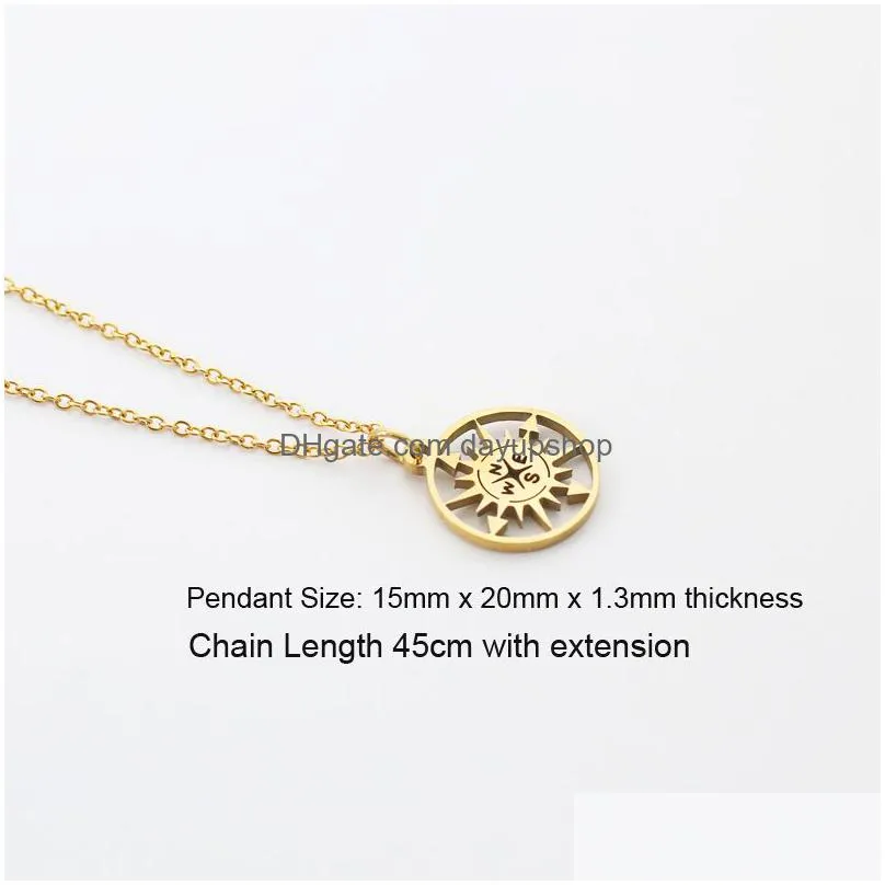 wholesale stainless steel necklace compass necklaces for women men graduation pendants for graduaters gifts jewelry fashion new collar