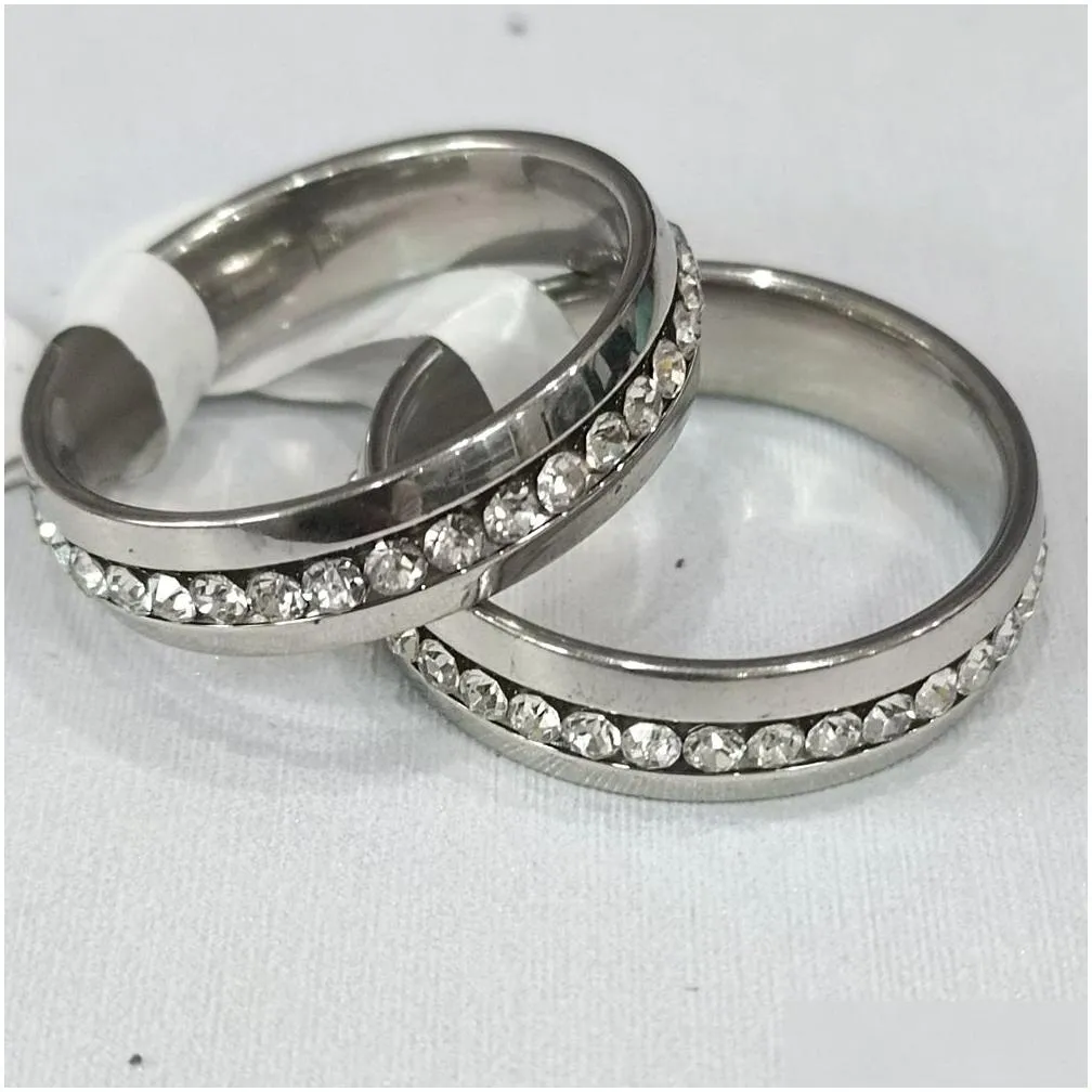 250 silver comfort fit rhinestone zircon stainless steel wedding rings