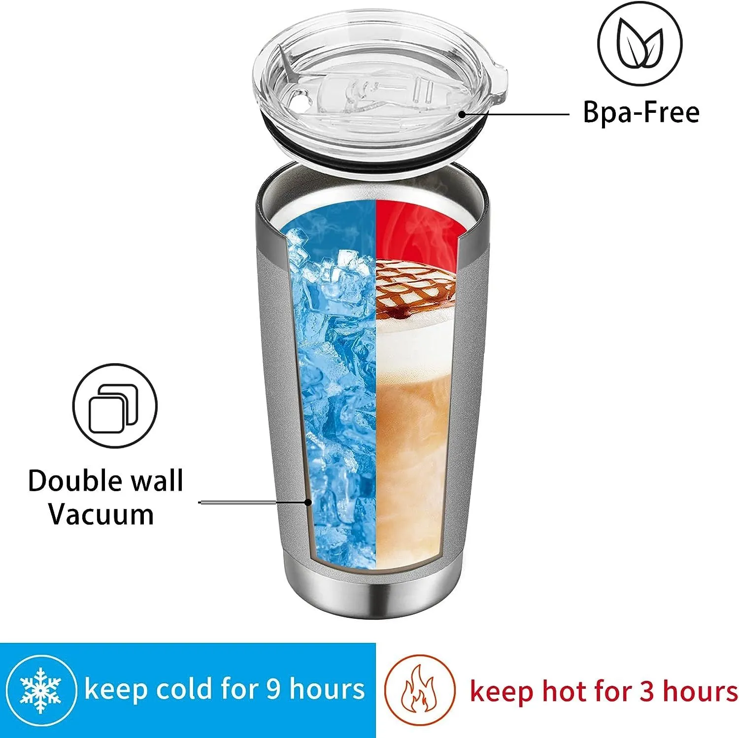 yuexuan 20oz tumbler with lid stainless steel vacuum insulated water coffee cup double wall powder coated spill-proof travel mug thermal cup for and cold