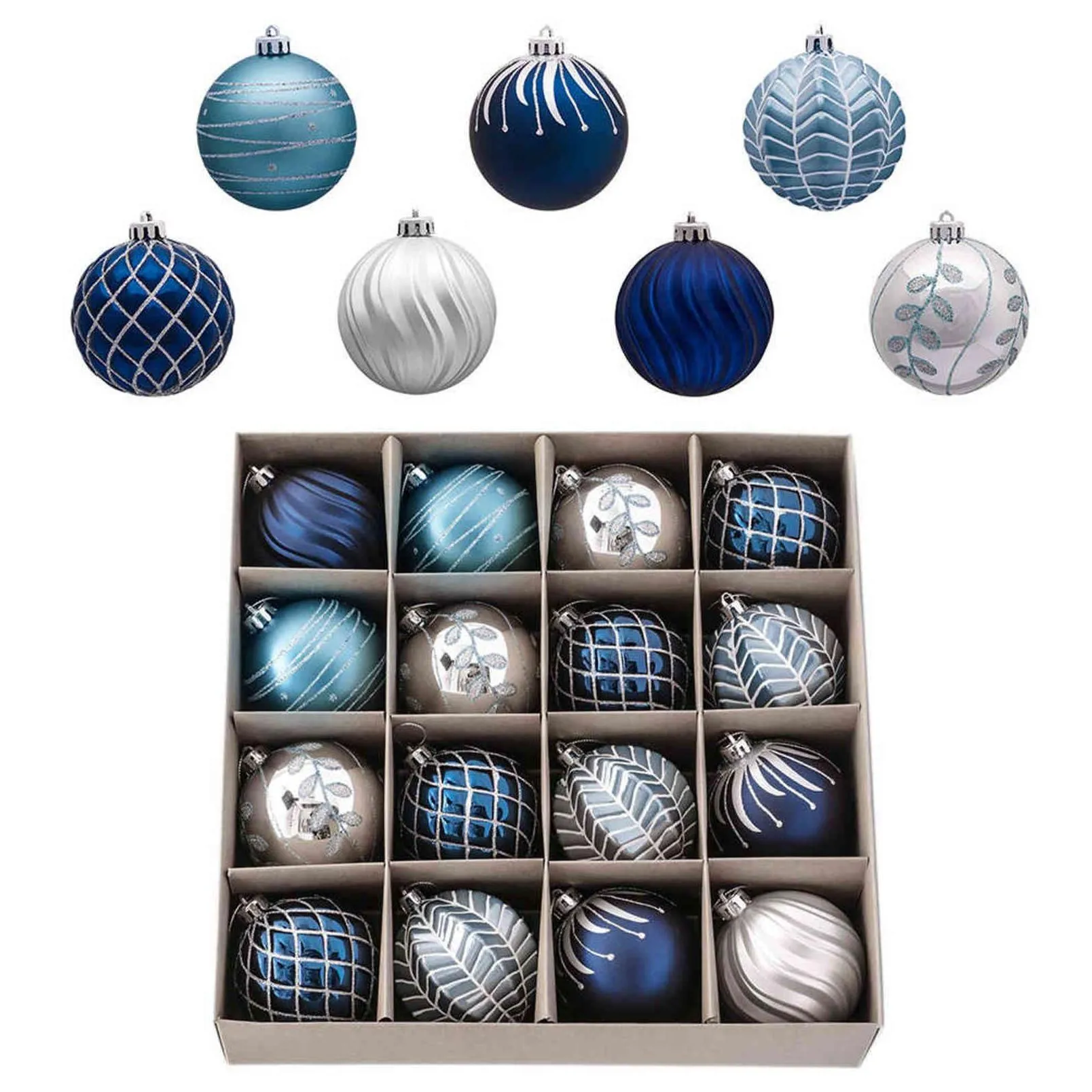 valery madelyn 16pcs 8cm christmas ball ornament red white christmas tree hanging bauble decorations pendant for home year 211109