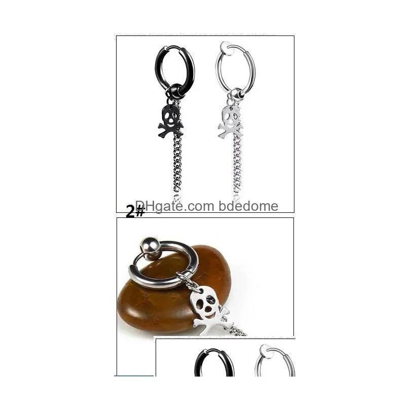 mens clip earrings personality trendy jewelry fashion korean women titanium steel long tassel chain dangle earings ear cuff