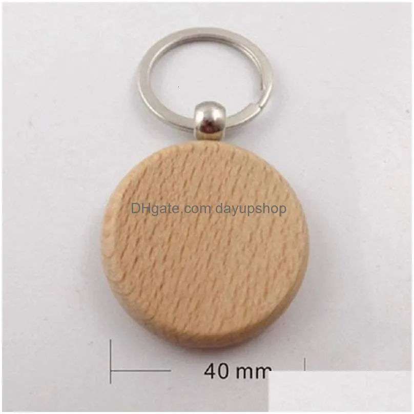 keychains lanyards 100pcs blank round wooden key chain diy wood keychains key tags can engrave diy gifts 230715