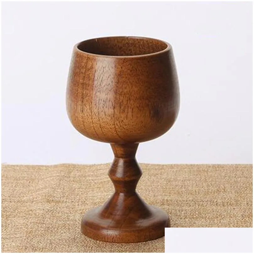 new natural wine glasses creative wooden goblet travel portable drinking tea milk beer cup quality dhl