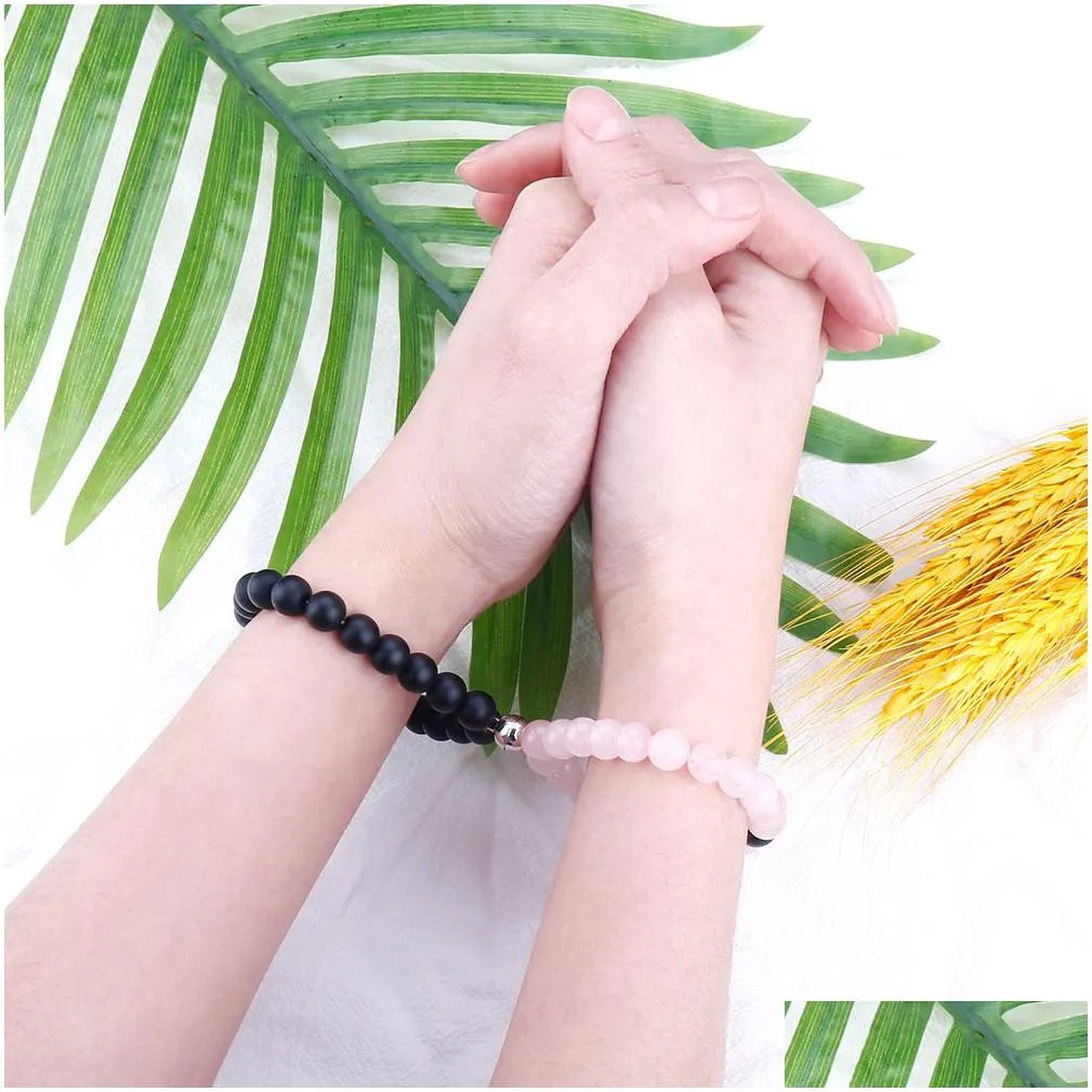 fashion natural stone strands bracelet for lovers distance magnet couple bracelets yoga friendship valentine jewelry gifts