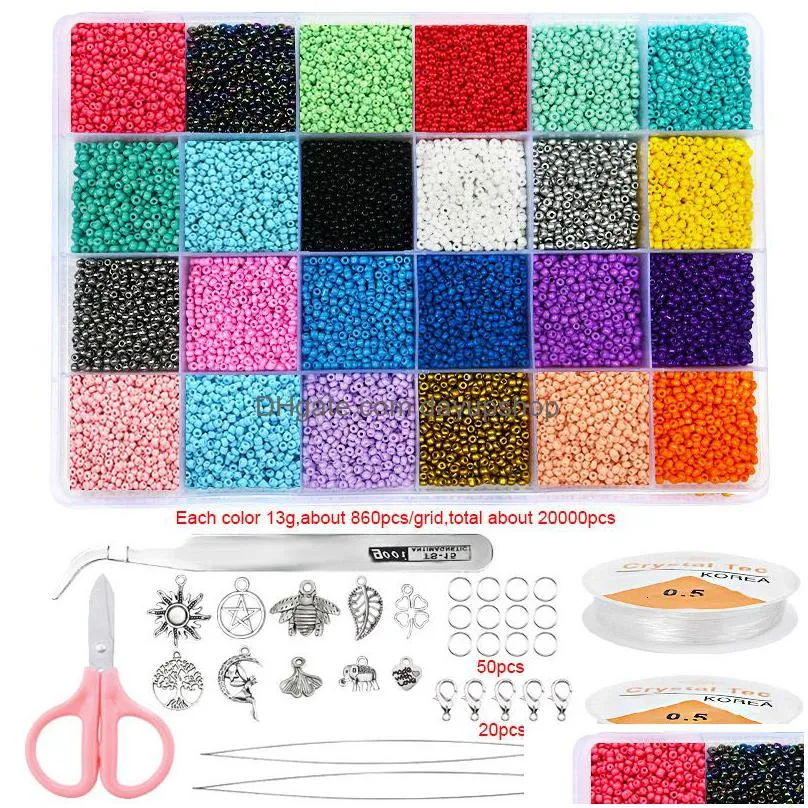 acrylic plastic lucite 20000pcs 2mm 12/0 glass seed beads for jewelry making supplies kit bracelets necklace making kits alphabet beads diy art craft