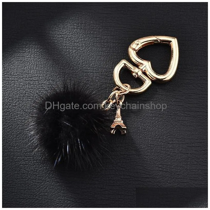 artificial rabbit fur ball key rings 14 styles fashion bag pompom keychain car pendant charm jewelry party faovrs