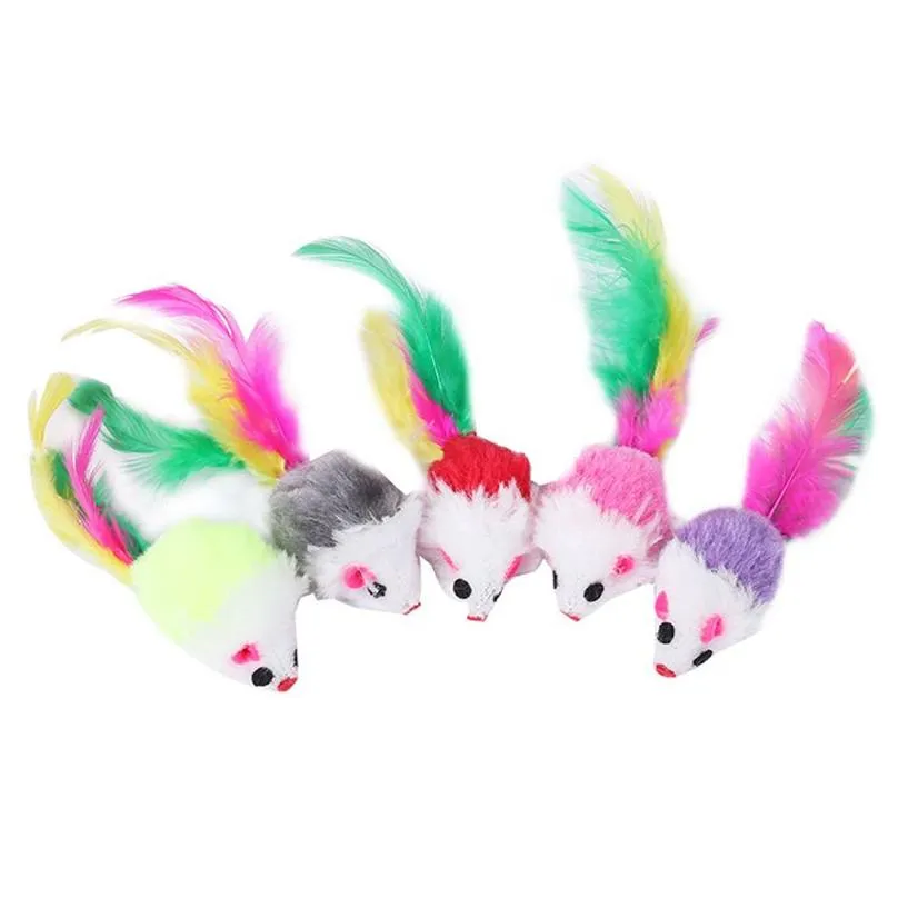 Cat Toys Plush Mouse Simulation Mouses For Cats Dogs Funny FeatherCat Toy Plush Sound