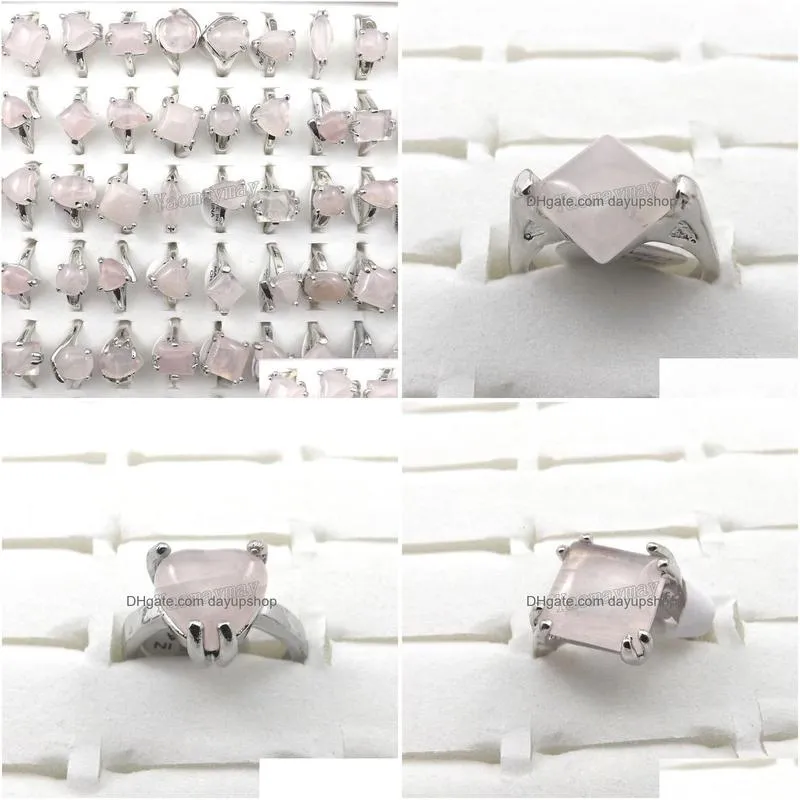 wedding rings fashion natural light pink crystal rings women`s jewelry 50pcs wholesale 230831