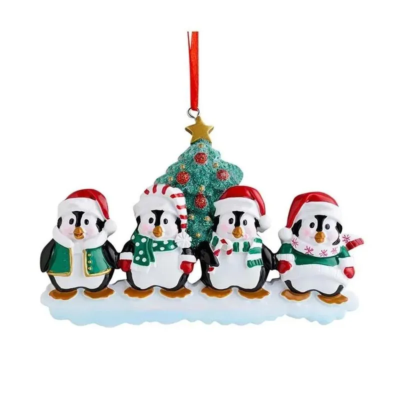 christmas family penguin ornament resin personalized home xmas tree decoration christmas room decor 