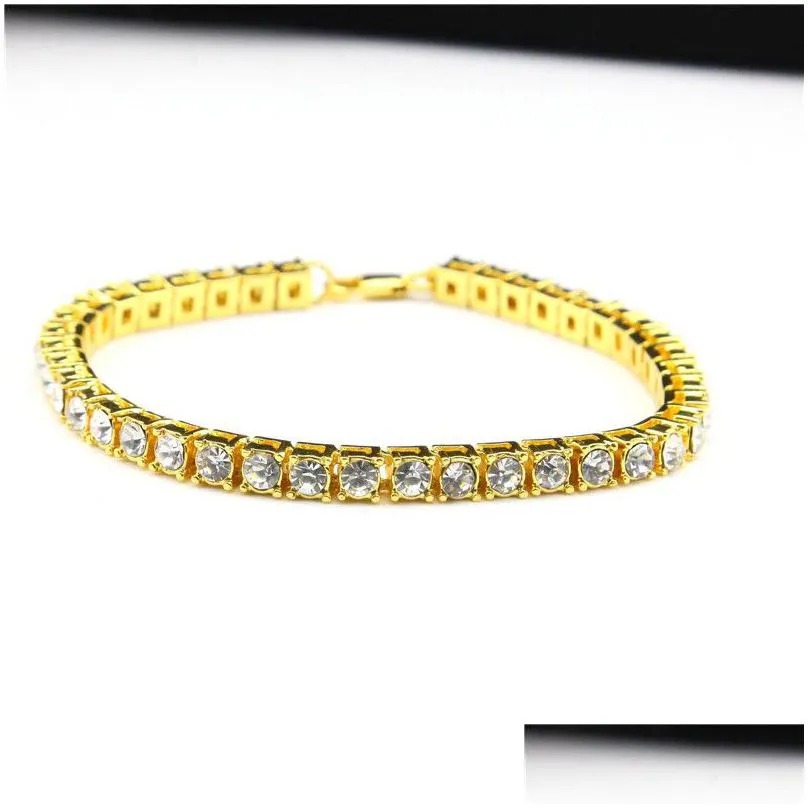 hip hop 1 row bling tennis chain necklace bracelet set mens lady gold silver black simulated diamond jewelry