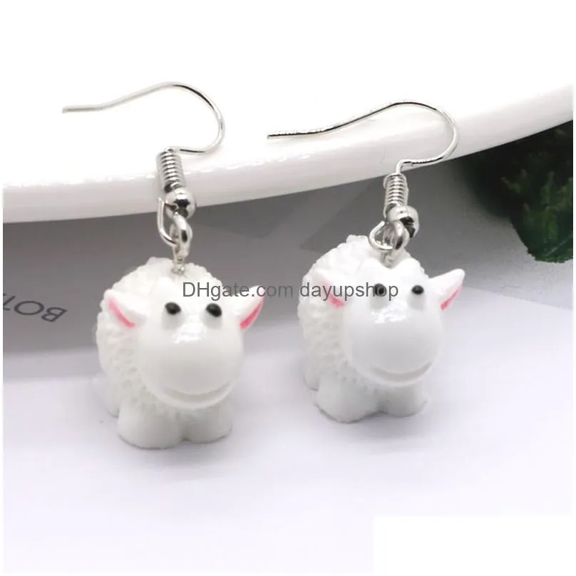 dangle earrings 1 pair cute sheep animal drop for women gift fashion creative funny lovely kawaii 3d goat party jewelry