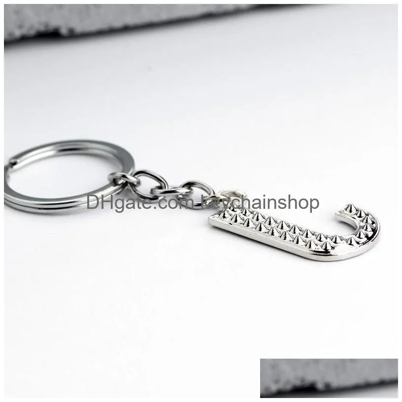 a to z grapheme crystal inlaid key holders cute keyring fashion charms buckle keychain accessories lanyard car