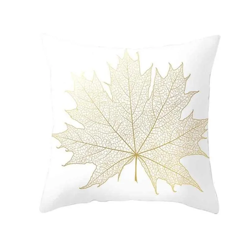 cushion/decorative pillow cover gold plant case black and white golden painted pillowcase decorative sofa home decor living room