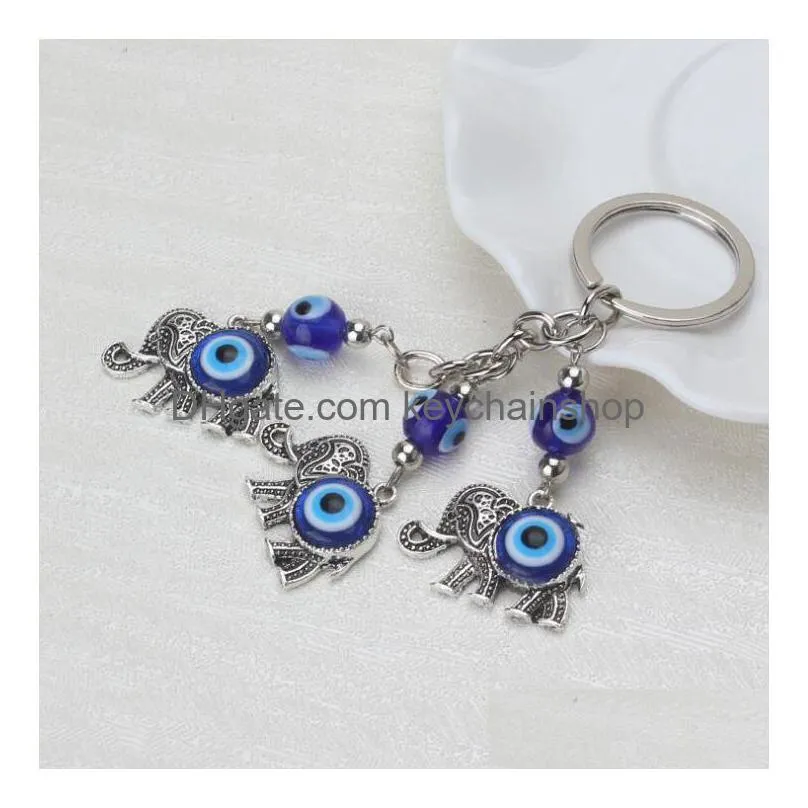 blue eye elephant keychain lucky elephants pendant key chain devil`s eyes pendants bag car keychains