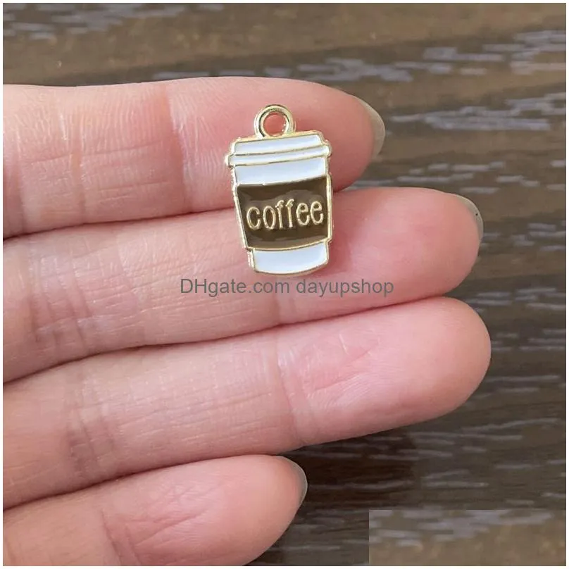 50pcs enamel charms ice cream cupcake pendant diy jewelry earrings pendants necklaces making coffee cup charm handmade accessories