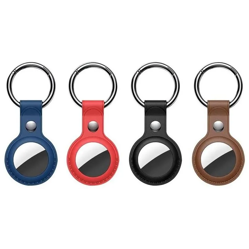 Keychains 4-Pack Protective Holder For AirTag Case,For Air Tag Case Leather With Keychain, Accessories Portable
